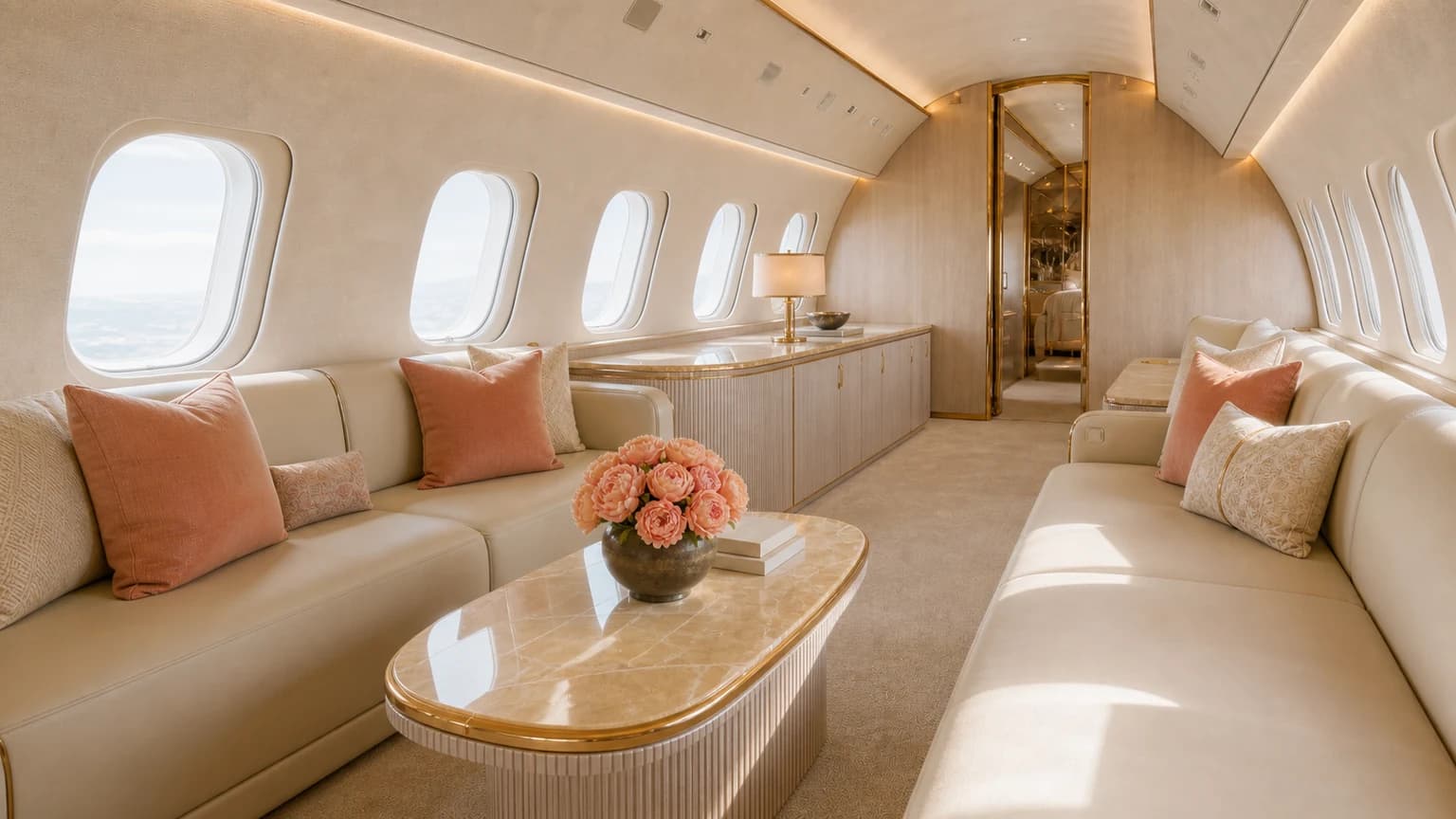 Dassault Falcon 2000LXS — illustrative forward lounge
