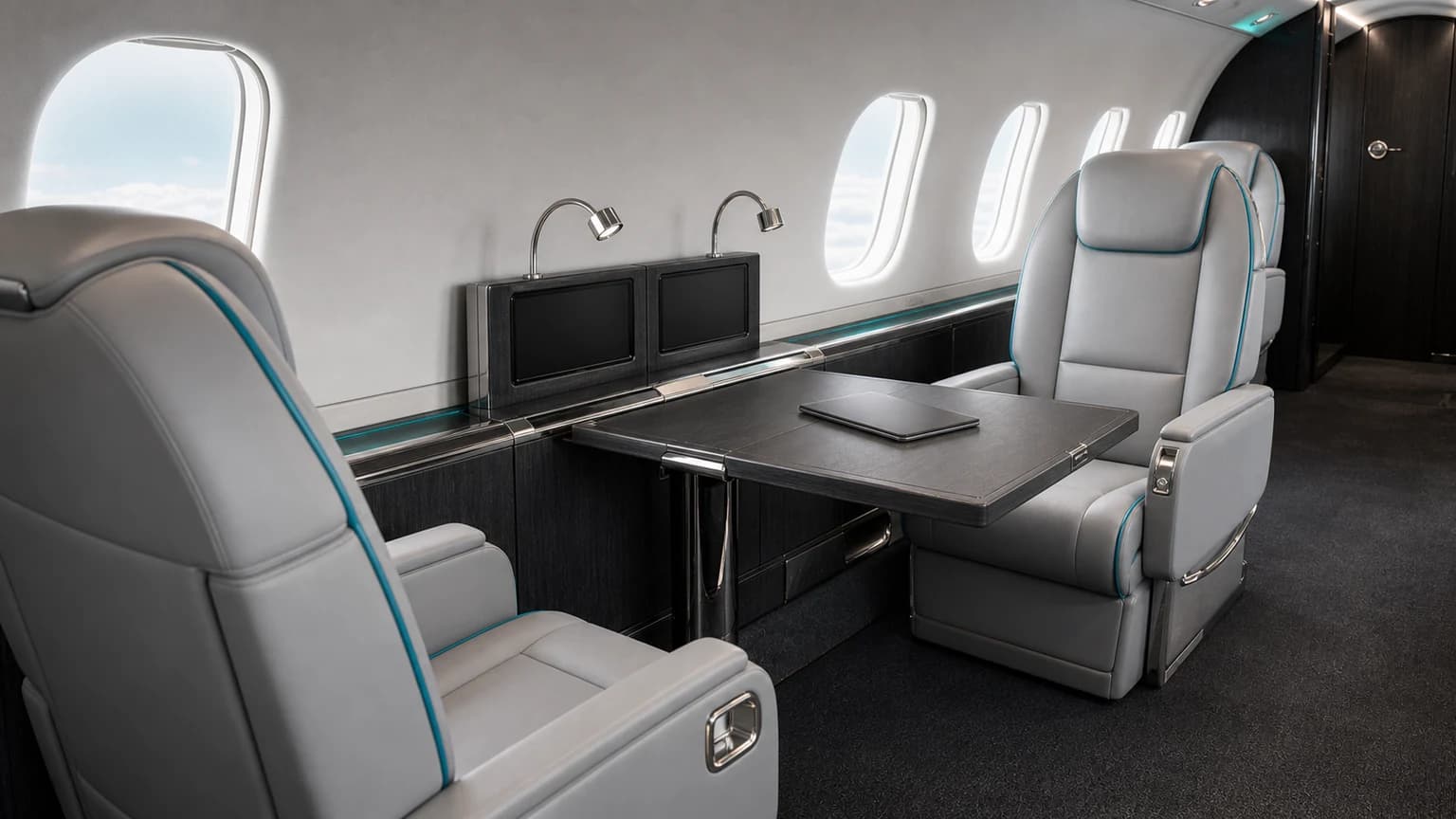 Bombardier Learjet 75 — illustrative executive workspace