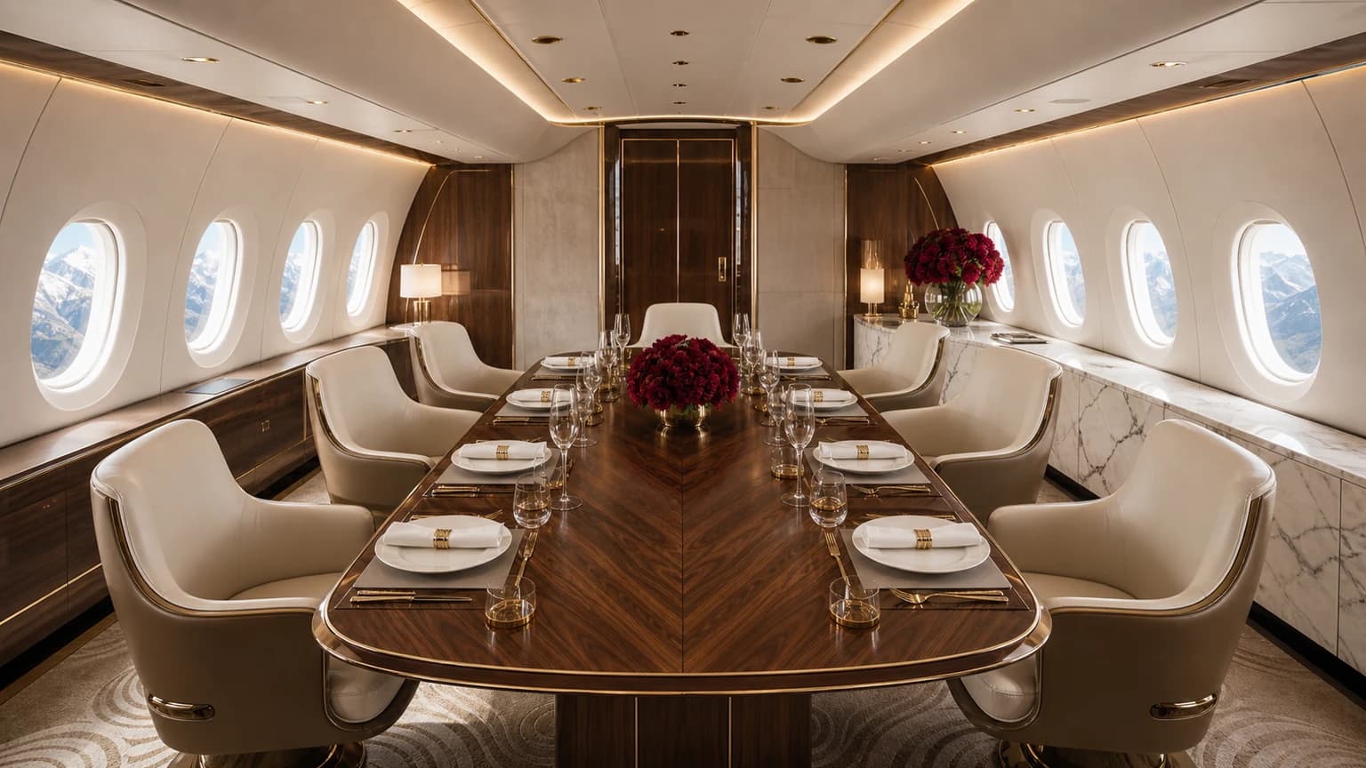 Airbus ACJ319neo — illustrative boardroom dining