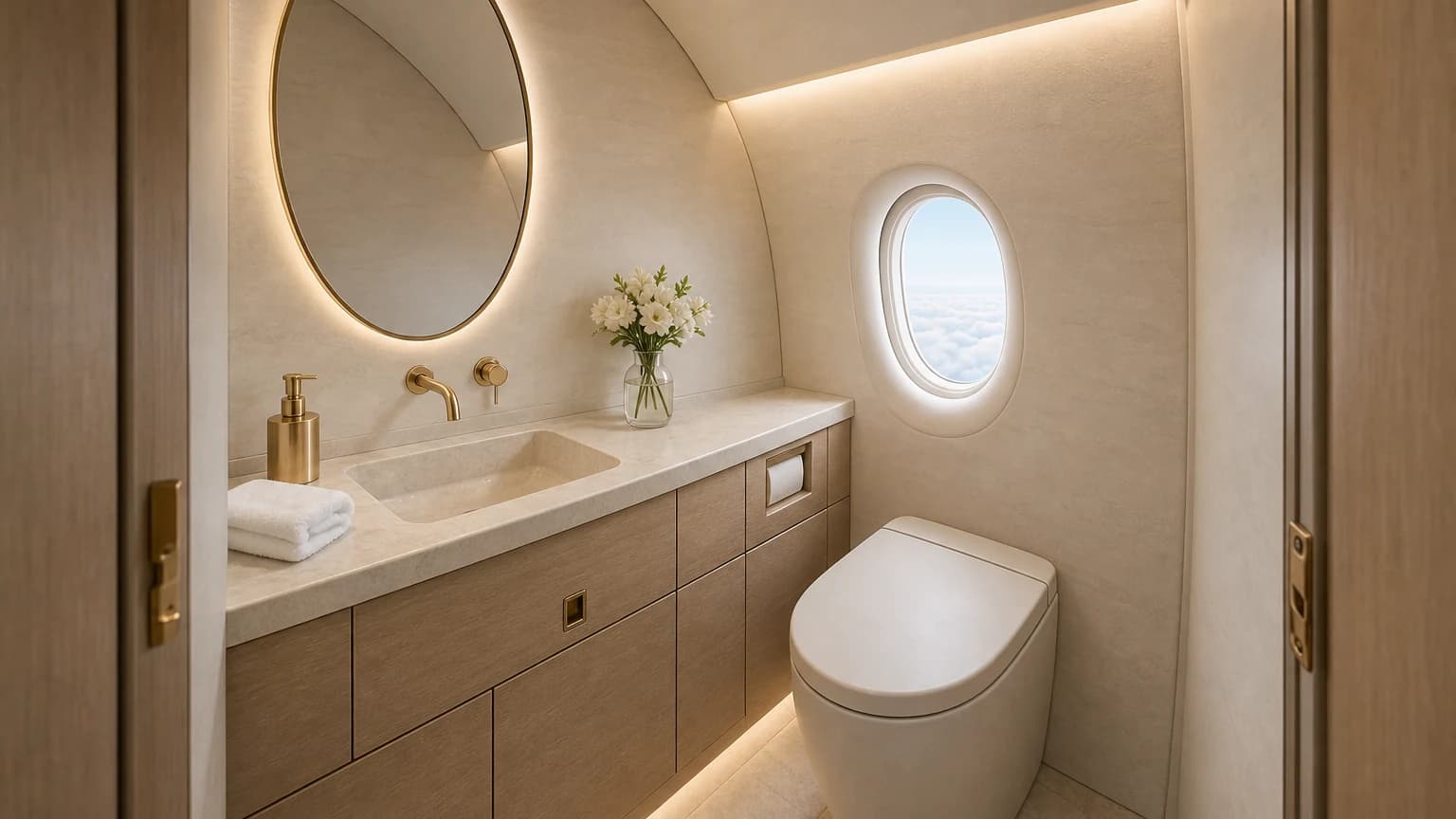 Embraer Phenom 100EV — illustrative private lavatory