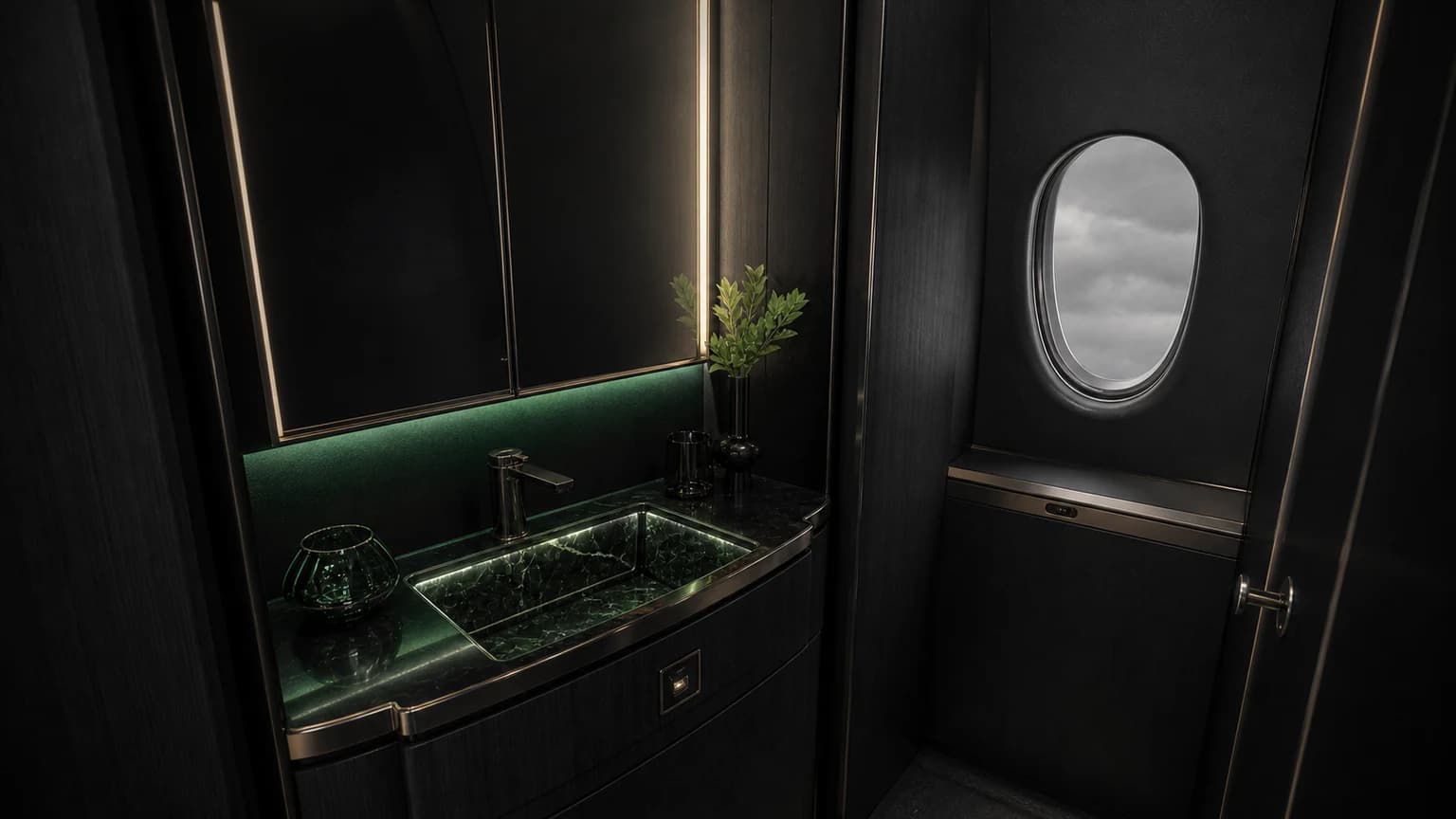 Gulfstream G280 — illustrative onyx lavatory