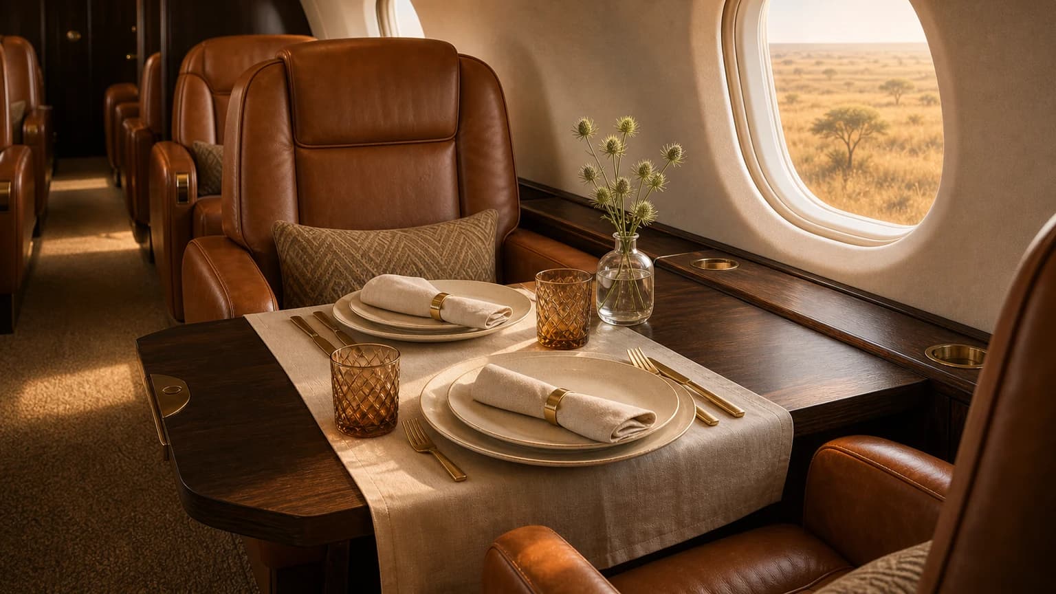 Cessna Citation CJ3+ — illustrative dining for two