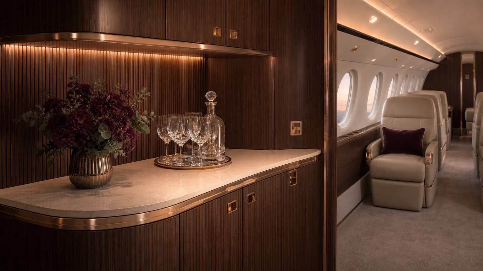 Cessna Citation Latitude — illustrative curved galley