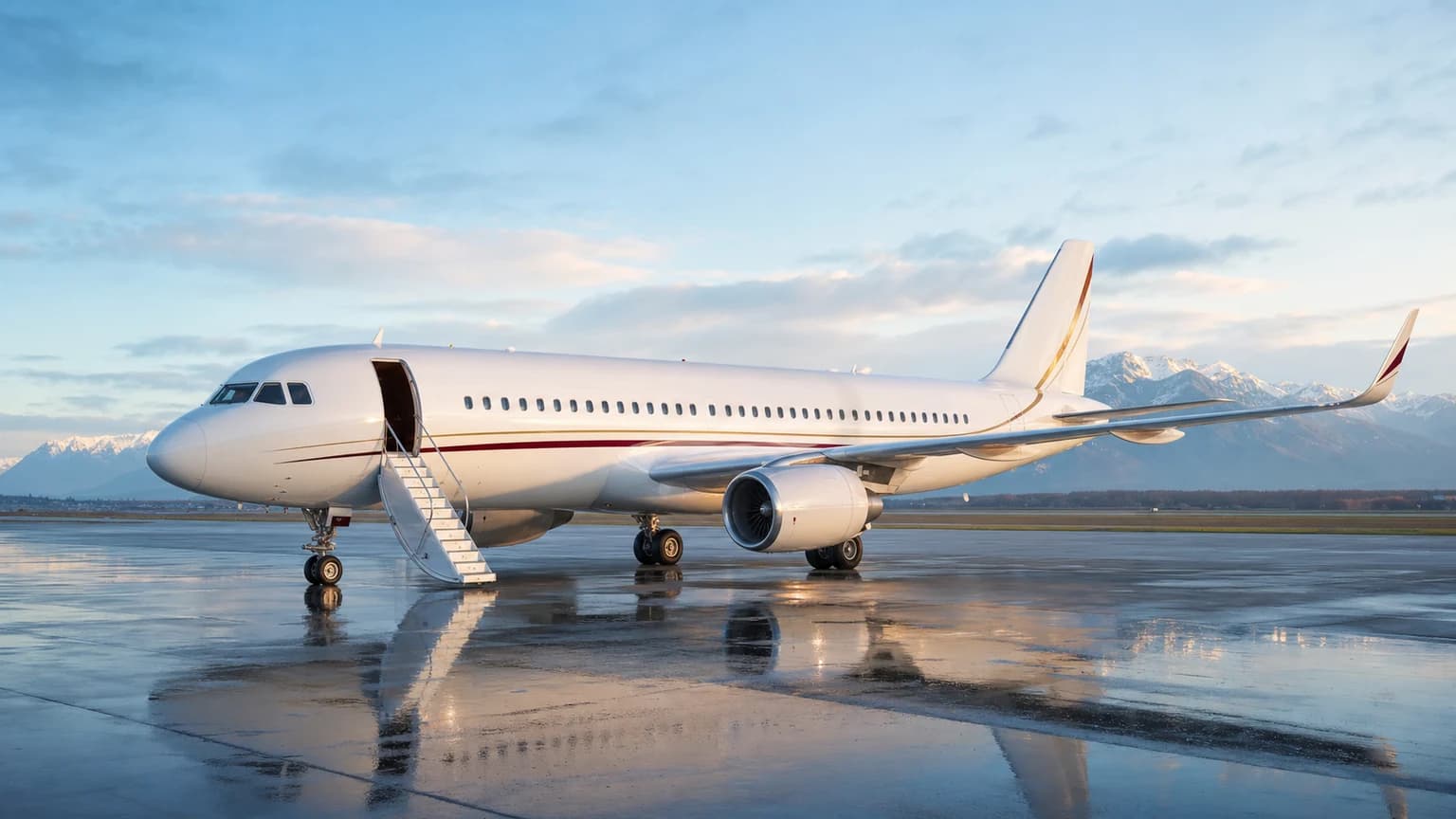 Illustrative VIP airliner on a private apron in Geneva